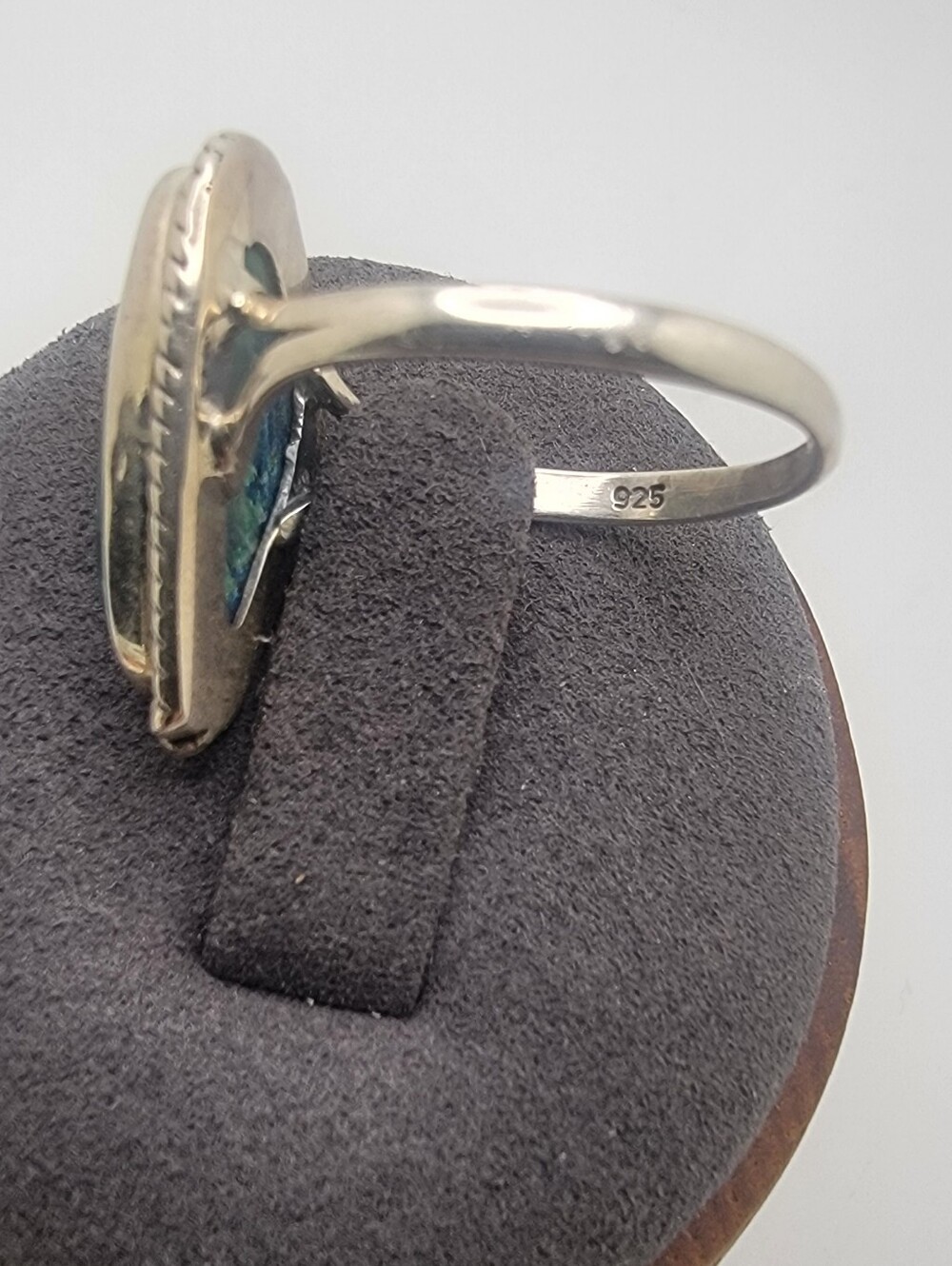 Size 7 Sterling Silver Azurite-Malachite Teardrop Ring - Green Blue - Picture 5 of 7
